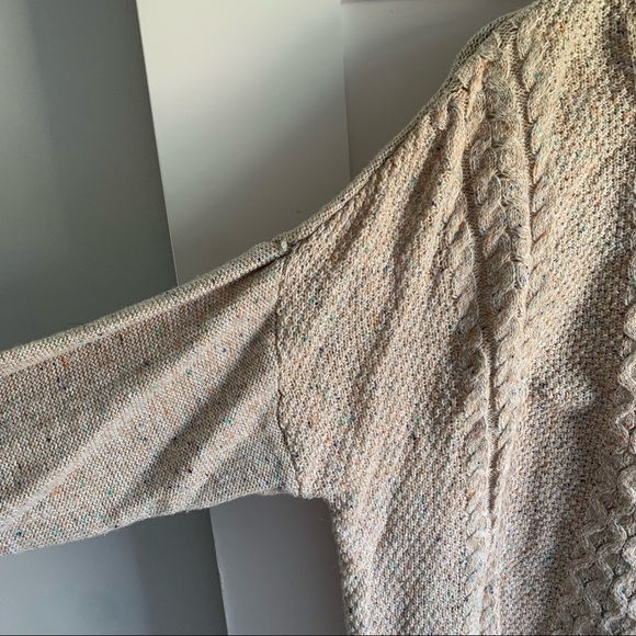 MOSSIMO | EUC Target Brand Tan / Cream & Confetti Crew Neck Cable Knit Sweater L - Picture 5 of 6